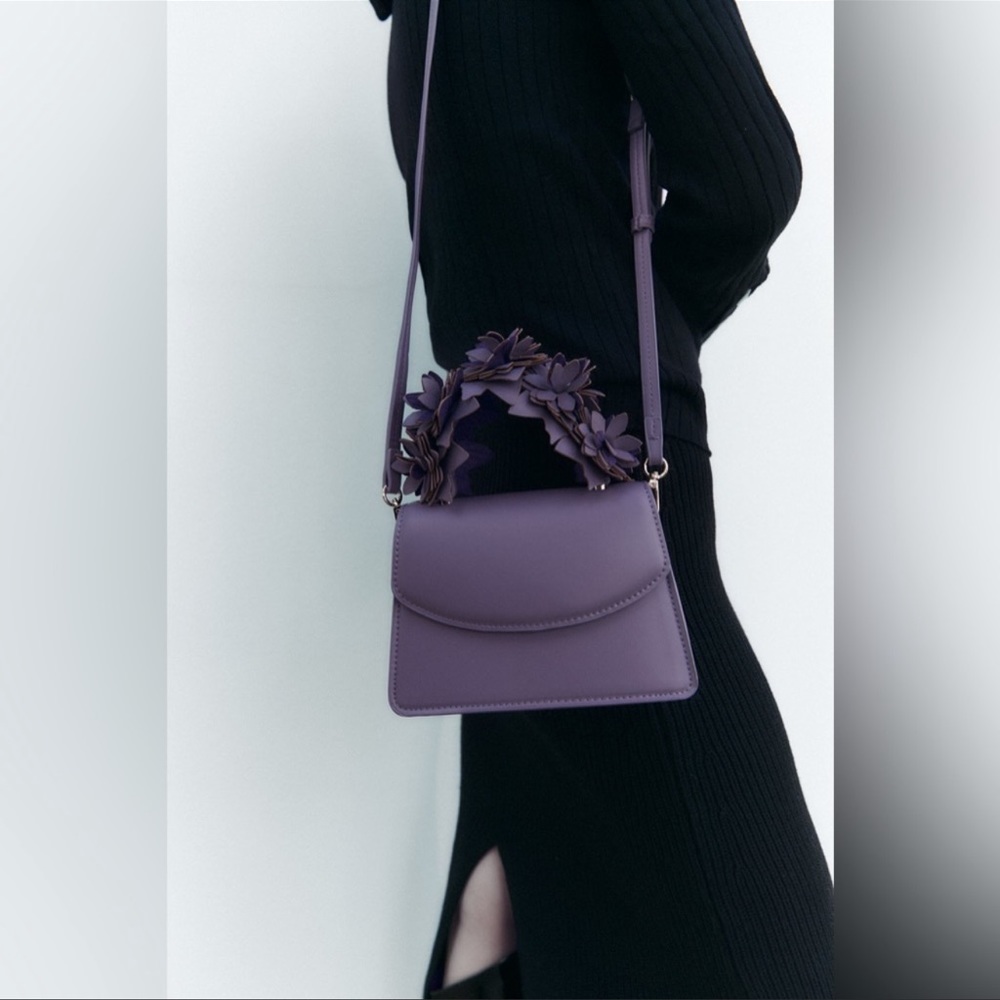Zara Lilac Flower Appliqué Mini Bag